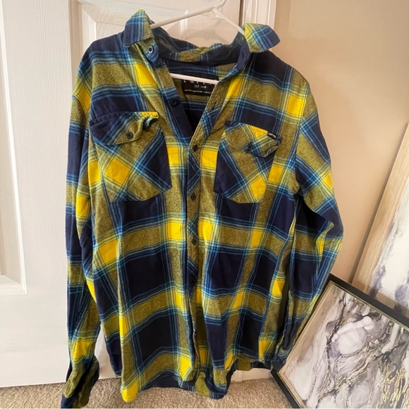 Blue & Yellow Flannel Size M - Picture 1 of 10